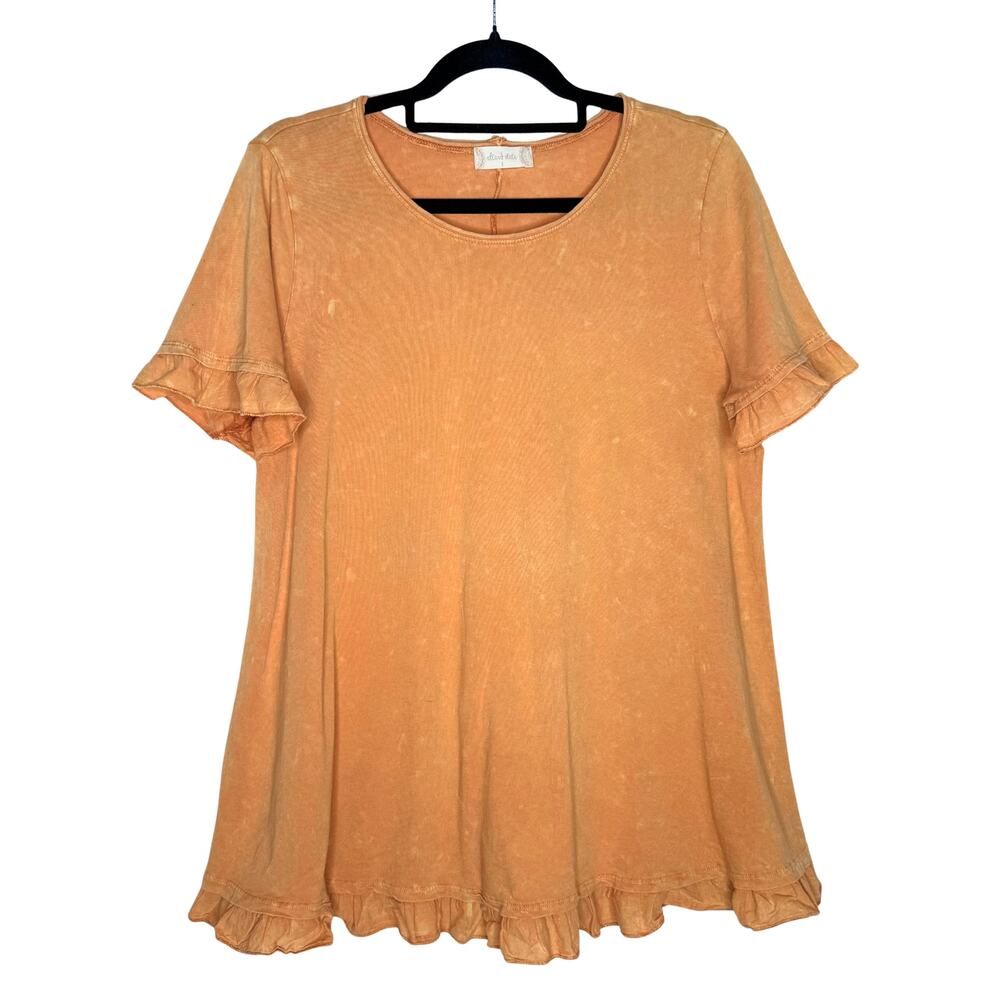 Altar’d State Wren Ruffle Swing Short Sleeve Top Size Large Boho Soft Girl Tee